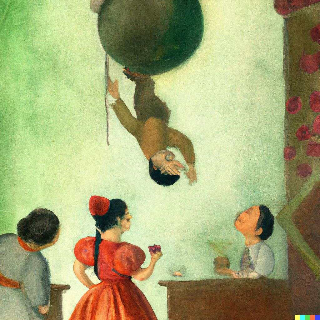 the discovery of gravity, painting by Frida Kahlo